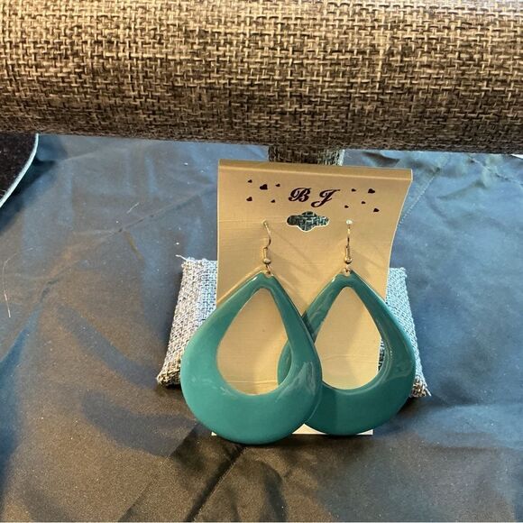 Jewelry - Teardrop Turquoise Earrings with 3” Drop